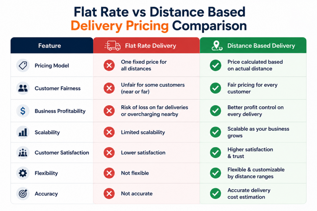 flat rate vs distance based delivery pricing comparison